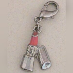 Silver and Pink Lipstick Keychain Charm Or Pendant NWOT
